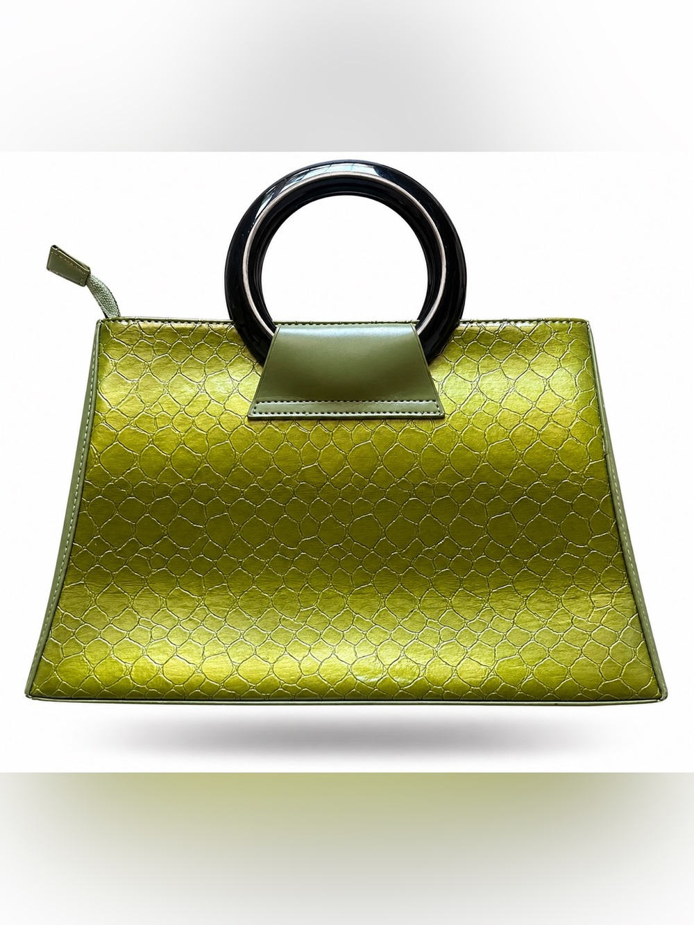 Green Handbag with Black Accents